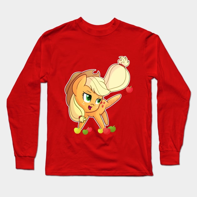 Chibi Applejack Long Sleeve T-Shirt by vcm1824